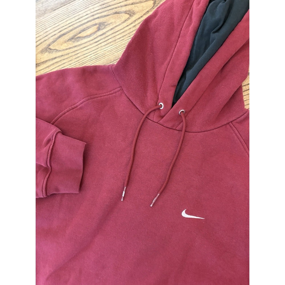 Vintage Y2K Nike Men's XL Red Blank Mini Swoosh‎ Hoodie Sweatshirt Streetwear